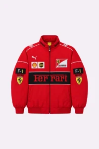 Red Ferrari Embroidered Patchwork Jacket