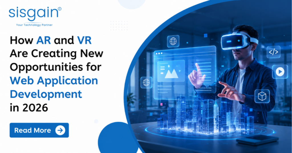 How AR and VR are creating new opportunities for web application development in 2026, featuring immersive virtual reality experiences and interactive augmented reality interfaces.
