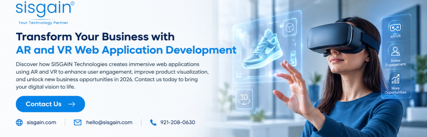 SISGAIN Technologies AR and VR web application development CTA banner